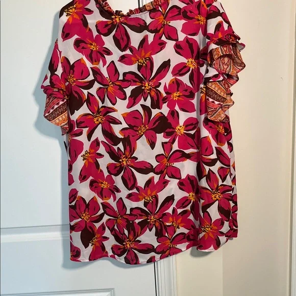 Fred David Pink and Brown Floral Blouse - Picture 6 of 6